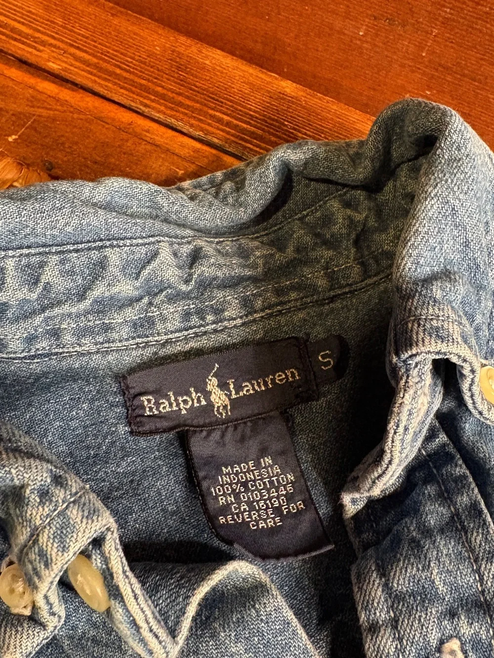 Vintage Ralph Lauren Denim Button Down Shirt Size Small Youth